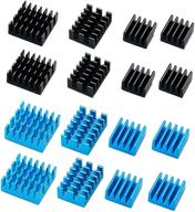 🔥 16-piece raspberry pi 4 heatsink kit by mazerpi - aluminum heatsinks with 3m 8810 thermal pads for raspberry pi 4 model b/ 3b+/ 3b/ 2b (blue & black) logo