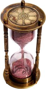 img 1 attached to ⏳ 1 Minute Decorative Nautical Vintage Antique Style Brass Sand Timer with Safety Leather Case - Christmas Décor, Small Brass Sand Clock, Metal Unique Hour Glass Sandglass for Office Desk, Home Gifts, Kitchen Decorative - C-3071