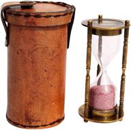 ⏳ 1 minute decorative nautical vintage antique style brass sand timer with safety leather case - christmas décor, small brass sand clock, metal unique hour glass sandglass for office desk, home gifts, kitchen decorative - c-3071 логотип