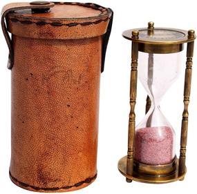 img 4 attached to ⏳ 1 Minute Decorative Nautical Vintage Antique Style Brass Sand Timer with Safety Leather Case - Christmas Décor, Small Brass Sand Clock, Metal Unique Hour Glass Sandglass for Office Desk, Home Gifts, Kitchen Decorative - C-3071