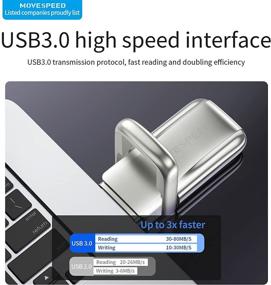 img 2 attached to High-Speed USB Flash Drive 128GB from MOVESPEED - Portable USB 3.0 Memory Stick with Zinc Alloy Body - Jump Drive Speed up to 100MB/s - Ideal USB Storage Disk and Zip Drive