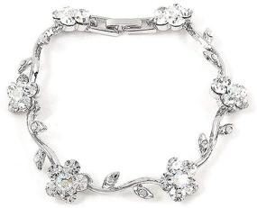 img 2 attached to Glamorousky Silver Flower Bracelet featuring Stunning Austrian Element Crystals