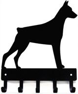 🐕 doberman pinscher key rack & dog leash hanger - large, 9 inch wide - made in usa - organize with style! логотип