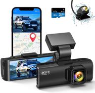 📸 двойная автомобильная камера с wifi и gps, передняя 4k/2.5k и задняя 1080p, 3.16" дисплей, 170° широкоугольная автомобильная видеокамера для панели приборов с ночным видением, поддержка до 256 гб емкости для автомобилей. логотип