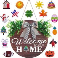 🚪 siminsy interchangeable welcome door sign: seasonal front door decor with 15 changeable icons for halloween, new year, christmas, thanksgiving & more логотип