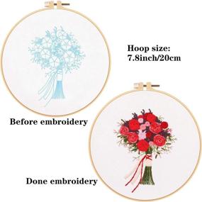 img 1 attached to 🌿 Complete 3-Pack Embroidery Starter Kit: Patterns, Instructions, Hoop, Clothes, Color Threads - Ideal DIY Beginner Stitch Kit for Plant, Flower Designs (Embroidery Kit-P)