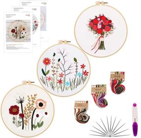 img 4 attached to 🌿 Complete 3-Pack Embroidery Starter Kit: Patterns, Instructions, Hoop, Clothes, Color Threads - Ideal DIY Beginner Stitch Kit for Plant, Flower Designs (Embroidery Kit-P)