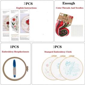 img 3 attached to 🌿 Complete 3-Pack Embroidery Starter Kit: Patterns, Instructions, Hoop, Clothes, Color Threads - Ideal DIY Beginner Stitch Kit for Plant, Flower Designs (Embroidery Kit-P)