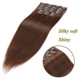 img 1 attached to 👩 Расширения Clip in Extensions Re4U из натуральных волос Реми - 14 дюймов, 8А качество, полная голова, средний коричневый, 10 шт. - 100% натуральные волосы Реми (110 г, #4 средний коричневый)