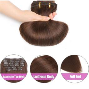 img 3 attached to 👩 Расширения Clip in Extensions Re4U из натуральных волос Реми - 14 дюймов, 8А качество, полная голова, средний коричневый, 10 шт. - 100% натуральные волосы Реми (110 г, #4 средний коричневый)