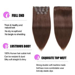 img 2 attached to 👩 Расширения Clip in Extensions Re4U из натуральных волос Реми - 14 дюймов, 8А качество, полная голова, средний коричневый, 10 шт. - 100% натуральные волосы Реми (110 г, #4 средний коричневый)