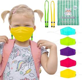 img 4 attached to Chainchilla Kids Mask: Colorful Masks for 4-10 Yrs Old | Pack of 5 Reusable Face Masks and 2 Mask Lanyards