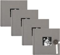 📸 set of 4 gray kim fabric photo albums with ribbon and button closures, holds 200 4x6 photos - designovation logo