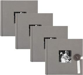 img 4 attached to 📸 Set of 4 Gray Kim Fabric Photo Albums with Ribbon and Button Closures, Holds 200 4x6 Photos - DesignOvation