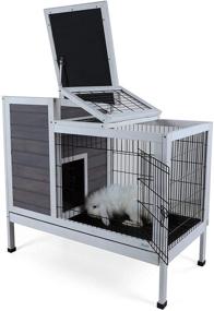 img 4 attached to 🐇 Petsfit 2-in-1 Rabbit Hutch and Guinea Pig Cage with Detachable Pull-Out Tray