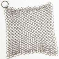 🔗 dapper&doll cast iron skillet cleaner - 8x6" extra large stainless steel chainmail scrubber for cast iron pans logo