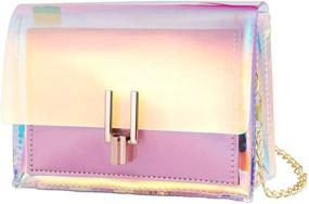 img 4 attached to 👜 Crossbody Bag with Holographic Chain Clutch - Mini Clear Messenger Handbag for Girls, Ladies, and Women by FENICAL