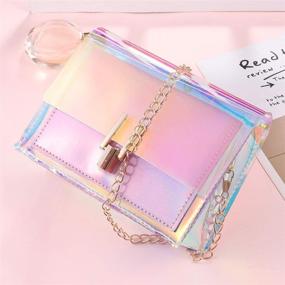 img 2 attached to 👜 Crossbody Bag with Holographic Chain Clutch - Mini Clear Messenger Handbag for Girls, Ladies, and Women by FENICAL