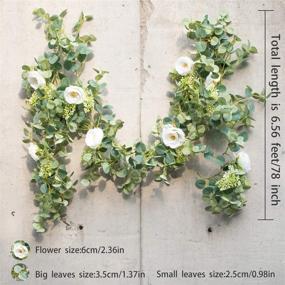 img 1 attached to 🌿 White Eucalyptus Garland with Champagne Roses | Artificial Greenery Wedding Backdrop | Wall Decor for Parties by PARTY JOY