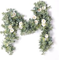 🌿 white eucalyptus garland with champagne roses | artificial greenery wedding backdrop | wall decor for parties by party joy logo