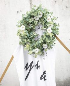 img 3 attached to 🌿 White Eucalyptus Garland with Champagne Roses | Artificial Greenery Wedding Backdrop | Wall Decor for Parties by PARTY JOY