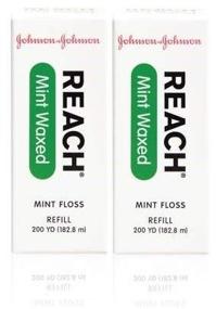 img 1 attached to 🎯 200 yds Reach Mint Floss Waxed Refill Spool - 2 Pack: High-Performance Oral Hygiene Solution