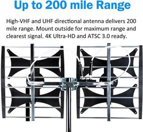 img 2 attached to Cutting-Edge 2021 Five Star Multi-Directional 4V HDTV Amplified Antenna: Up to 200 Mile Range, Indoor/Outdoor, 4K Ready, 1080P, FM Radio - With Bonus 40ft RG6 Coaxial Cable & Mounting Pole