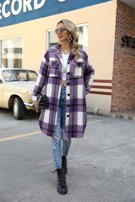 img 3 attached to SIKAINI Shacket Vintage Flannel Oversized Women's Clothing for Coats, Jackets & Vests