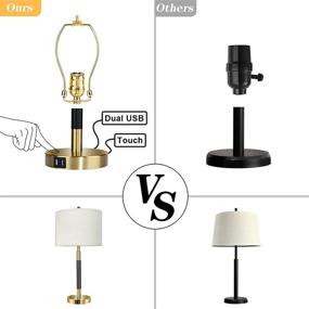 img 1 attached to 🌟 Set of 2 Qimh Modern Touch Control Table Lamps - 3-Way Dimmable Bedside Lamps with 2 USB Ports, Beige Drum Linen Shades, Gold & Matte Black Finish - Ideal for Bedroom, Living Room