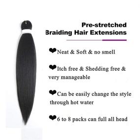 img 2 attached to 🔥 24'' Pre-stretched Braiding Hair in 8 Packs - Yaki Texture for Black Women, Easy Braiding - Hot Water Setting, Professional Synthetic Fiber Soft Crochet Hair (1#)