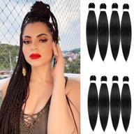 🔥 24'' pre-stretched braiding hair in 8 packs - yaki texture for black women, easy braiding - hot water setting, professional synthetic fiber soft crochet hair (1#) logo