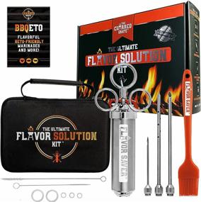 img 4 attached to 🥩 Premium Stainless Steel Meat Injector Kit for Enhanced Marinade Infusion • Creates Tender Meat and Poultry Flavors • Includes 3 Quality Syringe Needles for Chunky and Liquid Marinades, 2 Cleaning Brushes, and 2 OZ Barrel