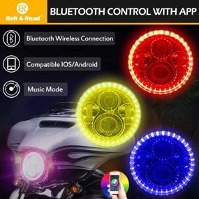 img 1 attached to 🔦 7-дюймовый HD LED фара для Street Glide Special с кронштейном, управлением через Bluetooth смартфона, мультицветным ангеловым глазом, проектором высокого и низкого луча для Road King Special с музыкальной гало подсветкой RGB.