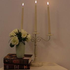 img 2 attached to 🕯️ Eldnacele Flameless Taper Candles: Remote Controlled & Realistic Flickering 3D Wick, Set of 4 Ivory Candlesticks - Ideal for Christmas, Wedding, and Home Decor