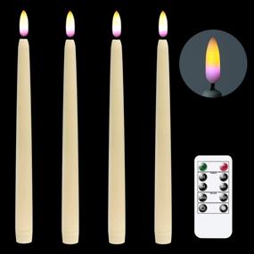 img 4 attached to 🕯️ Eldnacele Flameless Taper Candles: Remote Controlled & Realistic Flickering 3D Wick, Set of 4 Ivory Candlesticks - Ideal for Christmas, Wedding, and Home Decor