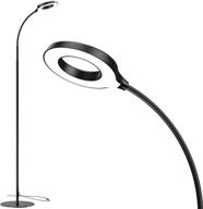 🔦 jkswt led floor lamp, adjustable gooseneck standing reading lamp with 3 brightness levels, eye-caring dimmable light for living room bedroom reading - black (4000k colors) logo