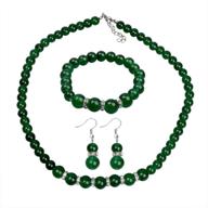 💎 elegant faux pearl and crystal costume jewelry set in red and green for women and girls with colorful bling necklace, earrings, and bracelet logo