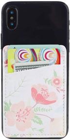 img 4 attached to 📱 2Pack Floral PU Leather Phone Pocket with Double Secure 3M Sticker - Stick On Card Wallet for iPhone, Android, All Smartphones