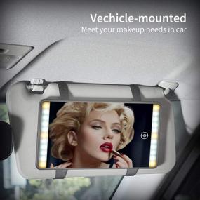 img 3 attached to 🚘 Car Sun Visor Vanity Mirror with Lights: One-Touch Dimming, Rechargeable Battery, and Travel-Friendly Design