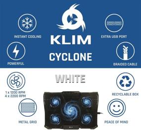 img 1 attached to KLIM Cyclone Laptop Cooling Pad - 5 Fans Cooler - No More Overheating - Increase Your PC Performance And Life Expectancy - Ventilated Support For Laptop - Gaming Stand To Reduce Heating (White)