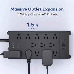img 3 attached to 🔌 ETL Listed TROND 13 Outlet Power Strip Surge Protector with 4 USB Ports, 4000J Rating, Wall Mountable, Low-Profile Flat Plug, 5ft Extension Cord, 14AWG Heavy Duty - Black
