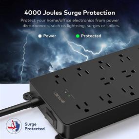 img 1 attached to 🔌 ETL Listed TROND 13 Outlet Power Strip Surge Protector with 4 USB Ports, 4000J Rating, Wall Mountable, Low-Profile Flat Plug, 5ft Extension Cord, 14AWG Heavy Duty - Black