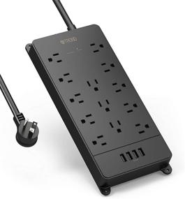 img 4 attached to 🔌 ETL Listed TROND 13 Outlet Power Strip Surge Protector with 4 USB Ports, 4000J Rating, Wall Mountable, Low-Profile Flat Plug, 5ft Extension Cord, 14AWG Heavy Duty - Black