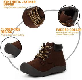 img 3 attached to Highly Durable Toddler Hiking Boots for Boys - Waterproof Ankle, Non-slip Sole, Soft Winter Warmth - Outdoor Lace-Up, Anti-Collision Design