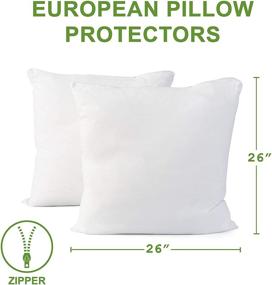 img 3 attached to 🛏️ Hudson Comfort Euro Pillow Protector - Waterproof, Bed Bug Proof, Feather Popping Prevention - Euro Square Pillow Covers 26x26 (White) - 2 Pack