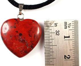 img 3 attached to 💖 20mm Classic Red Jasper Big Heart Collection Necklace - Handmade Crystal Gemstone Charm with 20-22 inch Black Cord