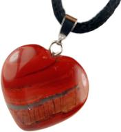 💖 20mm classic red jasper big heart collection necklace - handmade crystal gemstone charm with 20-22 inch black cord logo