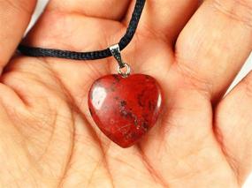 img 2 attached to 💖 20mm Classic Red Jasper Big Heart Collection Necklace - Handmade Crystal Gemstone Charm with 20-22 inch Black Cord