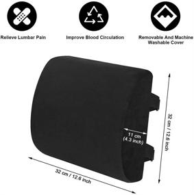 img 2 attached to 🪑 Premium Memory Foam Lumbar Support Pillow for Office Chair, Ergonomic Back Support Cushion to Relieve Lower Back Pain, Adjustable Extender Strap, Breathable 3D Mesh Cushion, for Car, Home, Airplane - New Black