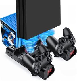 img 4 attached to 🎮 PS4 Slim Pro Controller Charger Stand with Cooling Fan, Likorlove Multi-functional Charging Dock with LED Indicators & 10 Game Storage Compatible for Playstation 4